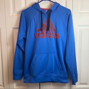 Adidas Blue Orange Hoodie Pull Over Sweatshirt S